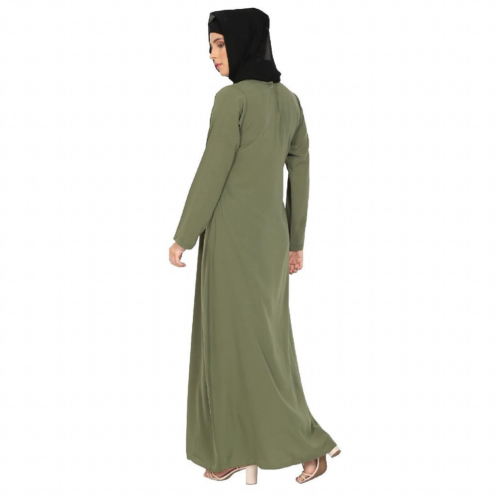 A-line inner abaya with a complementary Hijab-Jade Green