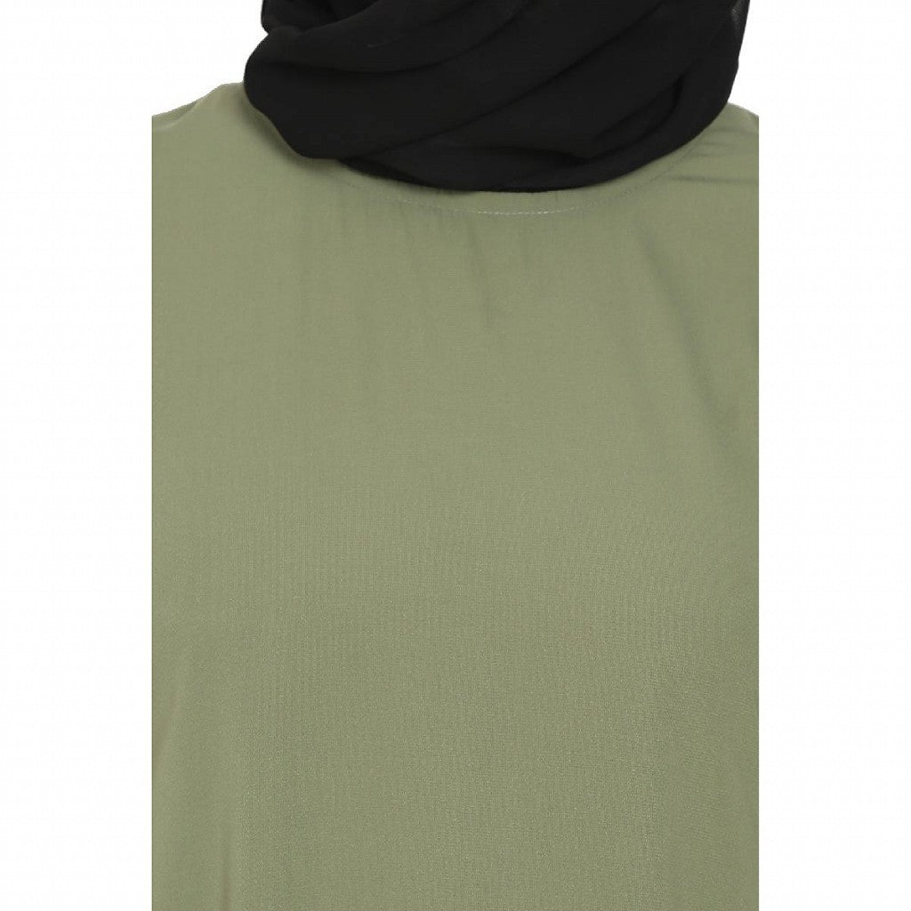 A-line inner abaya with a complementary Hijab-Jade Green