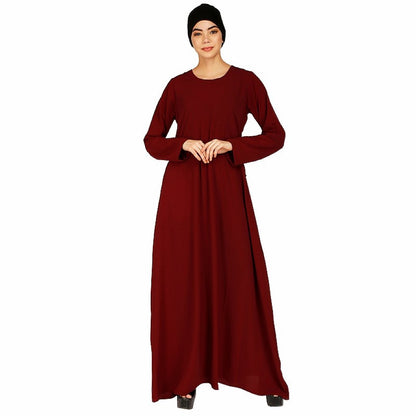 A-line inner abaya with a complementary Hijab- Maroon