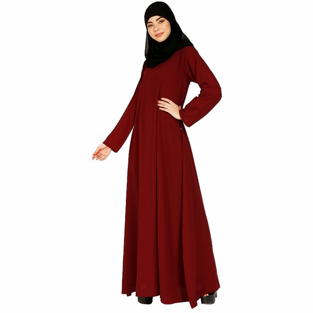 A-line inner abaya with a complementary Hijab- Maroon