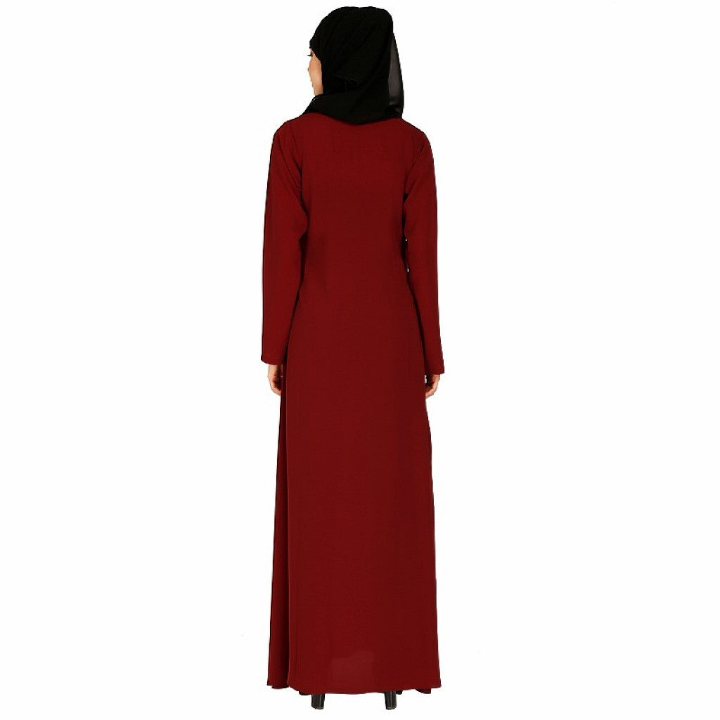 A-line inner abaya with a complementary Hijab- Maroon