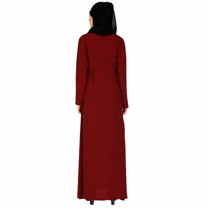 A-line inner abaya with a complementary Hijab- Maroon