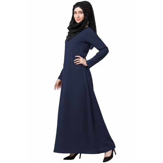 A-line inner abaya with a complementary Hijab- Navy Blue