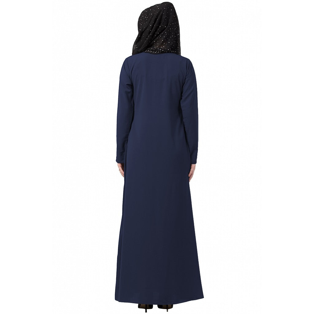 A-line inner abaya with a complementary Hijab- Navy Blue