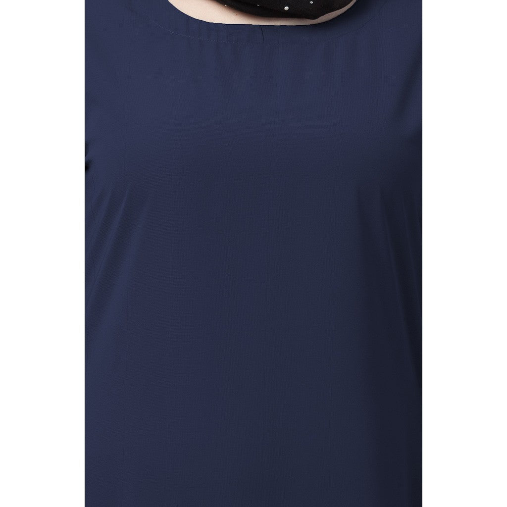 A-line inner abaya with a complementary Hijab- Navy Blue