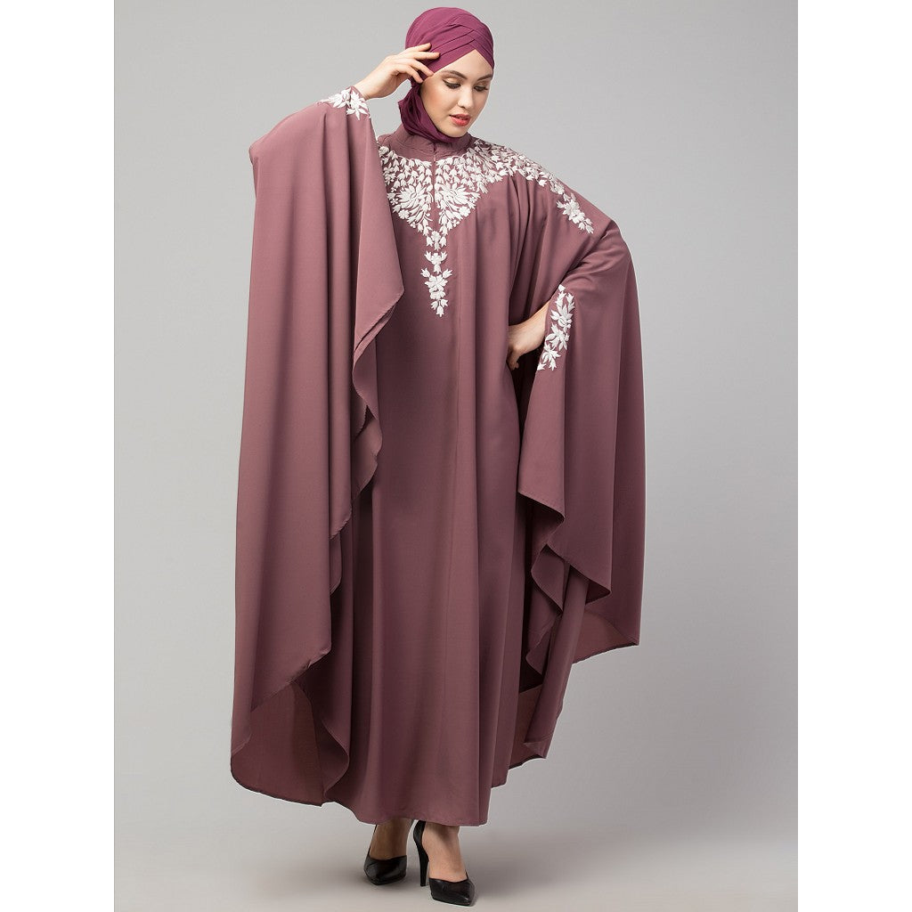 Designer embroidery Irani Kaftan - Mauve Pink