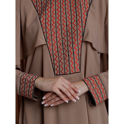 Designer Cape abaya with embroidery work- Beige