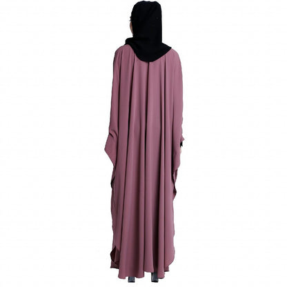 Front open kaftan with embroidery work- Puce Pink