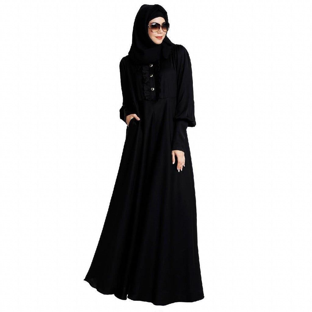 Umbrella abaya in shiny nida fabric- Black