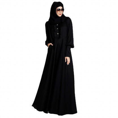 Umbrella abaya in shiny nida fabric- Black