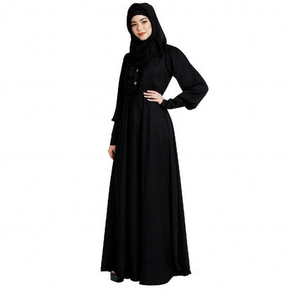 Umbrella abaya in shiny nida fabric- Black