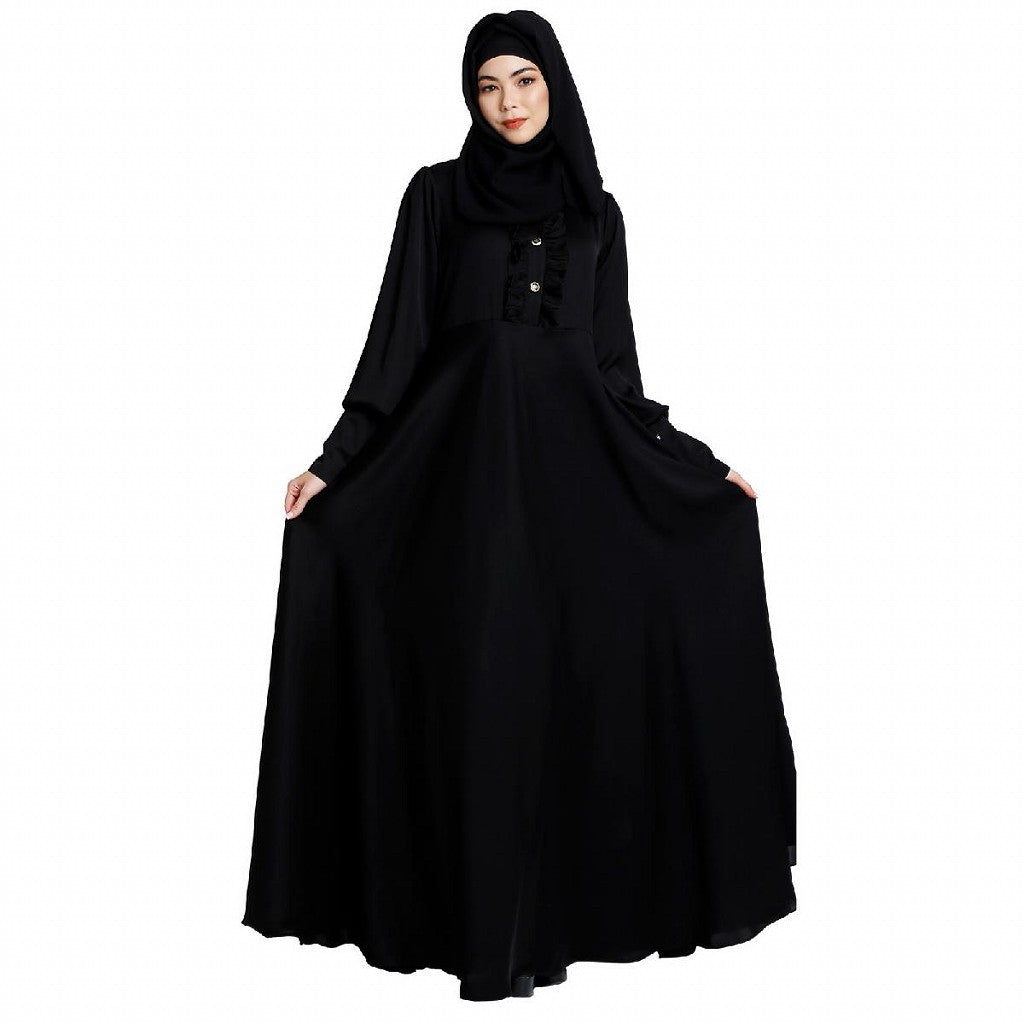 Umbrella abaya in shiny nida fabric- Black