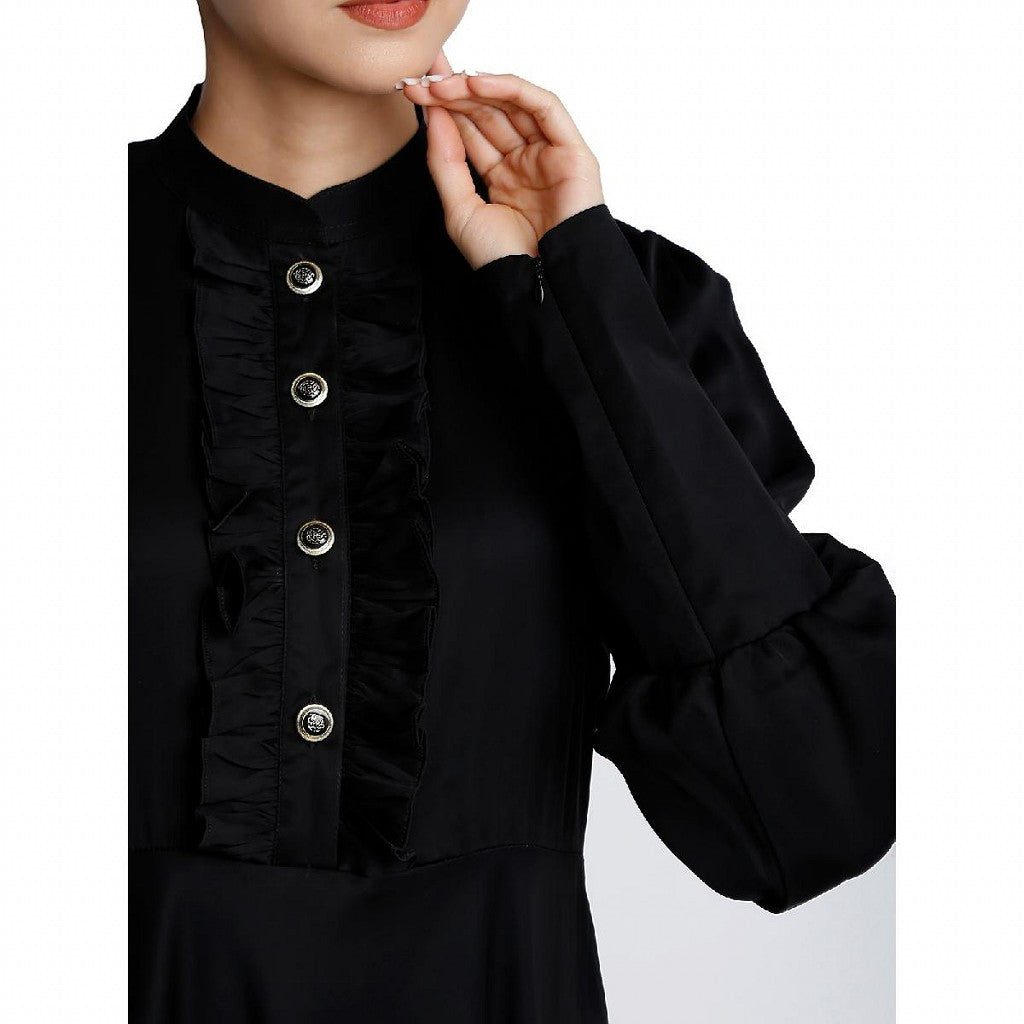 Umbrella abaya in shiny nida fabric- Black