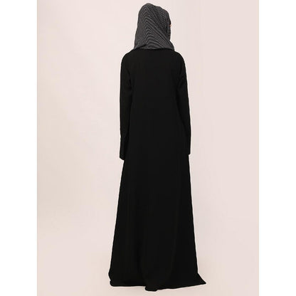 Designer dual color fashionable abaya-Black-Wine