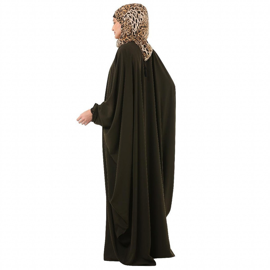 Front open Kaftan with fashionable buttons- Olive Green