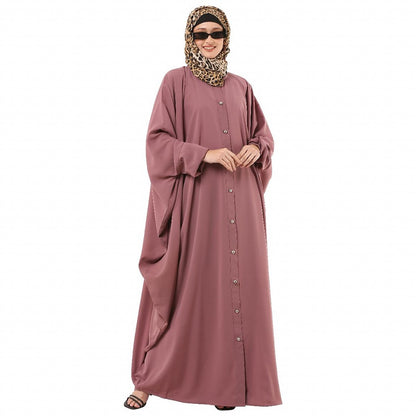 Front open Kaftan with fashionable buttons- Puce Pink