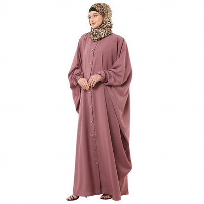 Front open Kaftan with fashionable buttons- Puce Pink