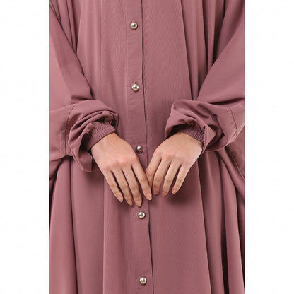 Front open Kaftan with fashionable buttons- Puce Pink