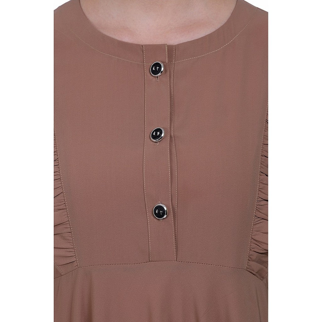 Umbrella abaya with frills- Beige