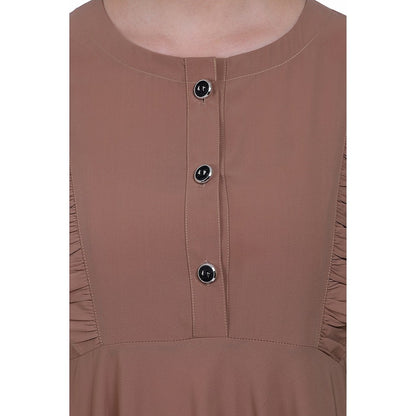 Umbrella abaya with frills- Beige