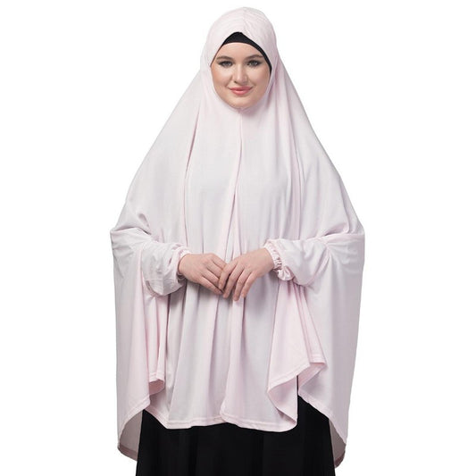 Prayer hijab in stretchable Jersey fabric-Baby Pink