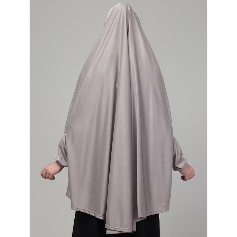 Prayer hijab in stretchable Jersey fabric-Grey