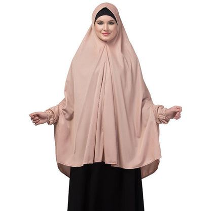 Prayer hijab in stretchable Jersey fabric-Mauve