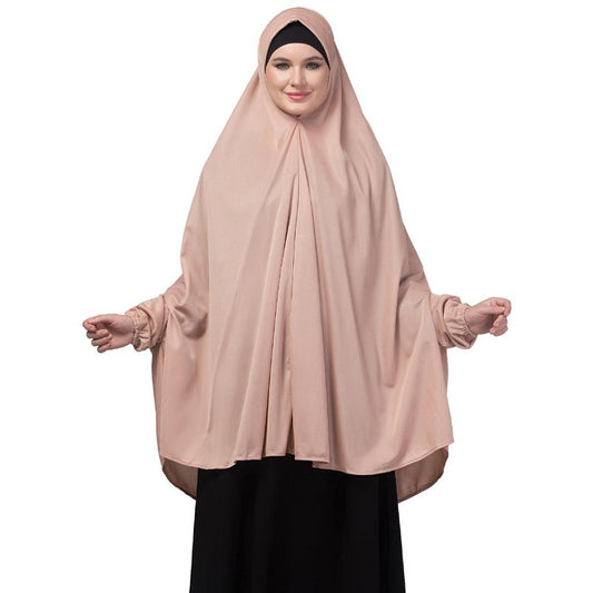 Prayer hijab in stretchable Jersey fabric-Mauve