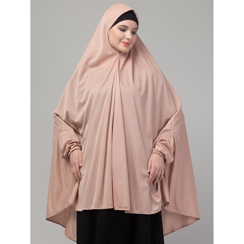 Prayer hijab in stretchable Jersey fabric-Mauve