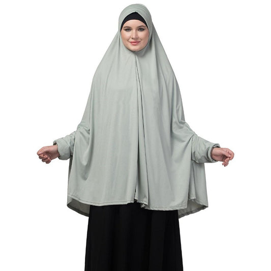 Prayer hijab in stretchable Jersey fabric-Sage Green