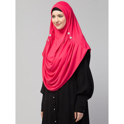 Instant jersey hijab with front gather - Dark Pink