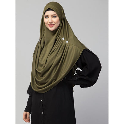 Instant jersey hijab with front gather - Olive