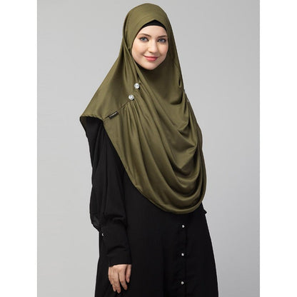 Instant jersey hijab with front gather - Olive