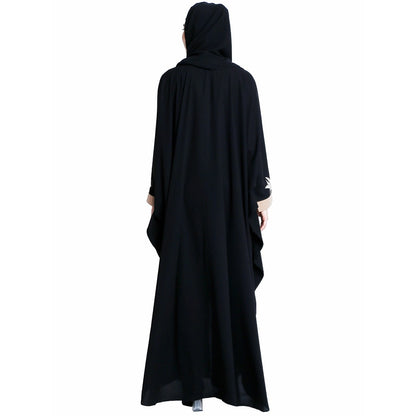 Front open kaftan with embroidery work- Black