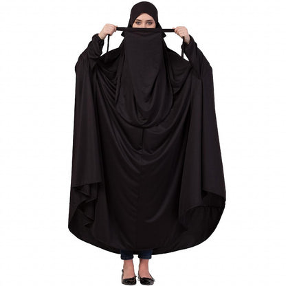 Free size jilbab with nose piece- Black