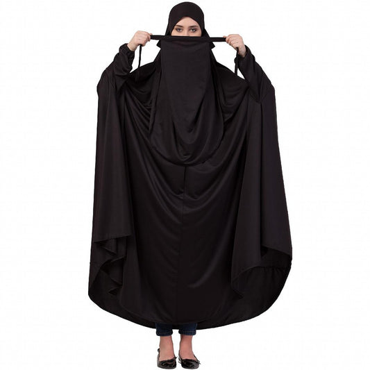 Free size jilbab with nose piece- Black