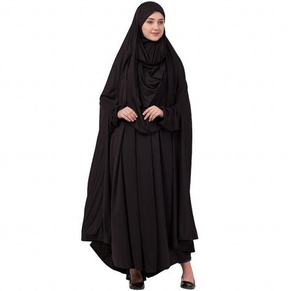 Free size jilbab with nose piece- Black