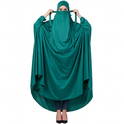 Free size jilbab with nose piece- Green