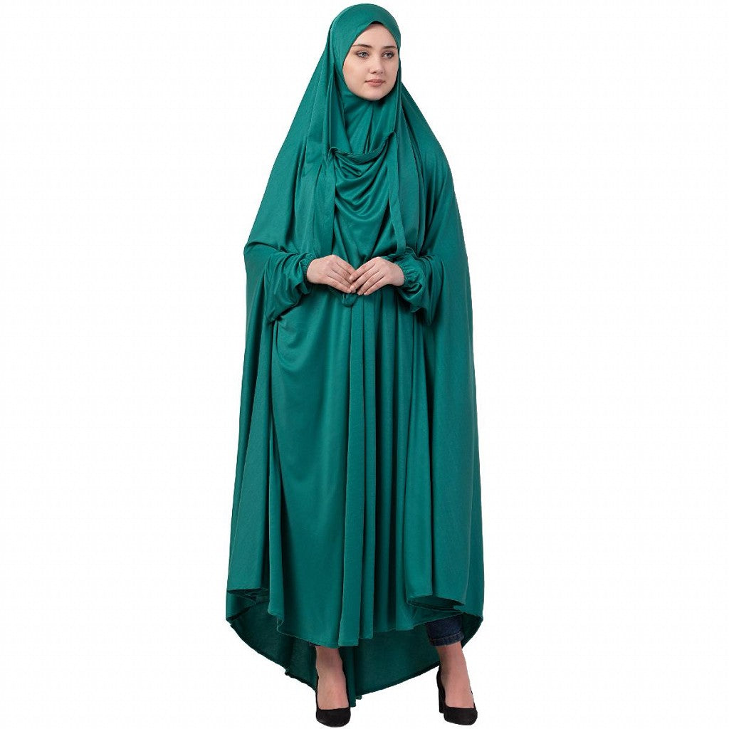 Free size jilbab with nose piece- Green