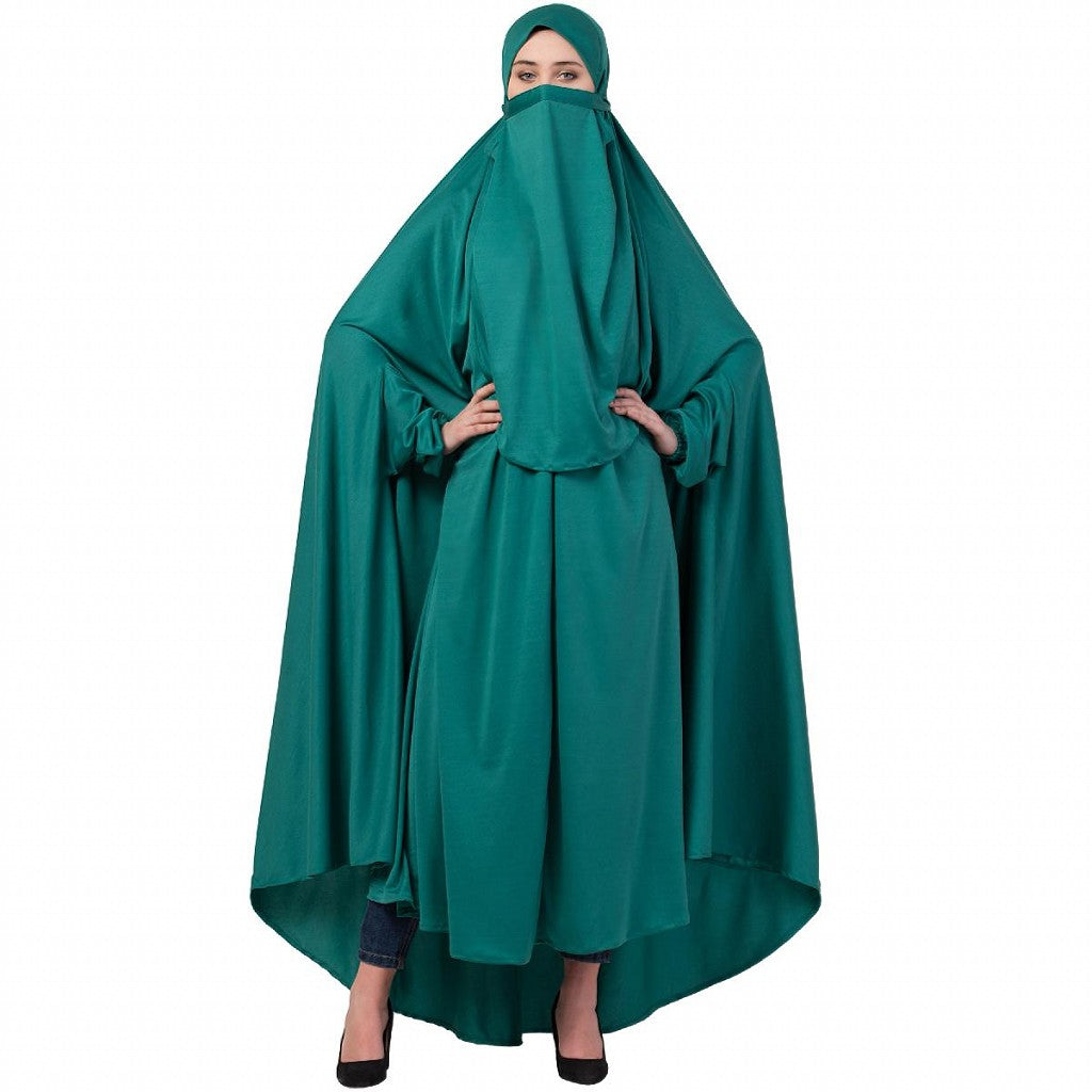 Free size jilbab with nose piece- Green