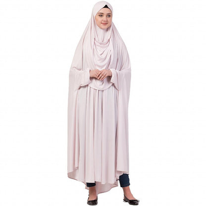 Free size jilbab with nose piece- Light pink