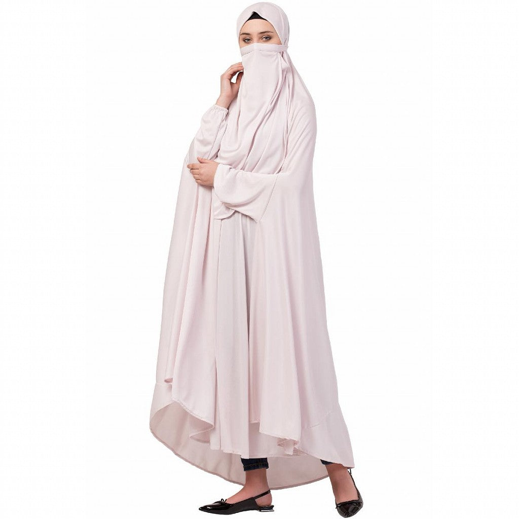 Free size jilbab with nose piece- Light pink