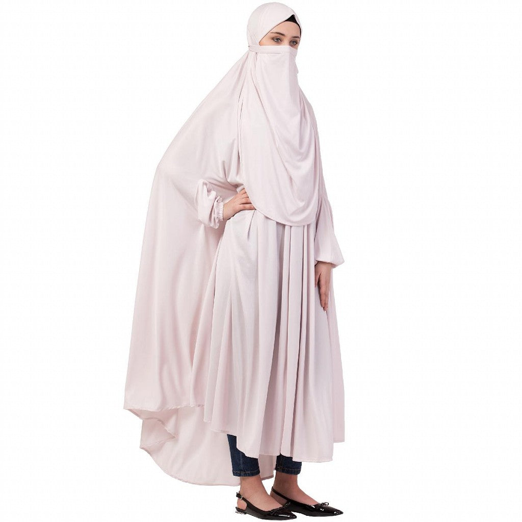 Free size jilbab with nose piece- Light pink