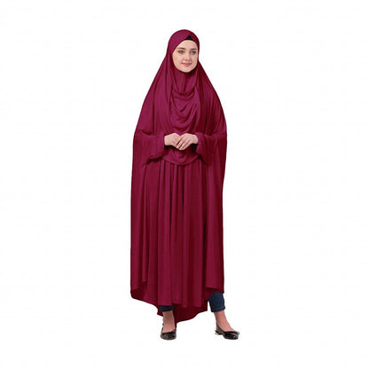 Free size jilbab with nose piece- Maroon