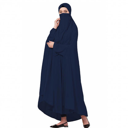 Free size jilbab with nose piece- Navy Blue