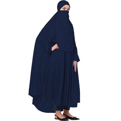 Free size jilbab with nose piece- Navy Blue
