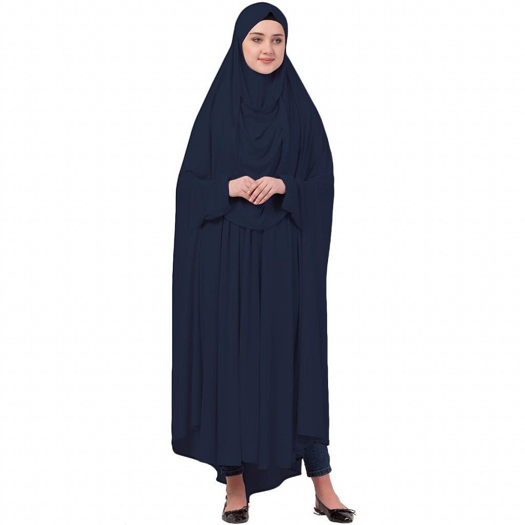 Free size jilbab with nose piece- Navy Blue