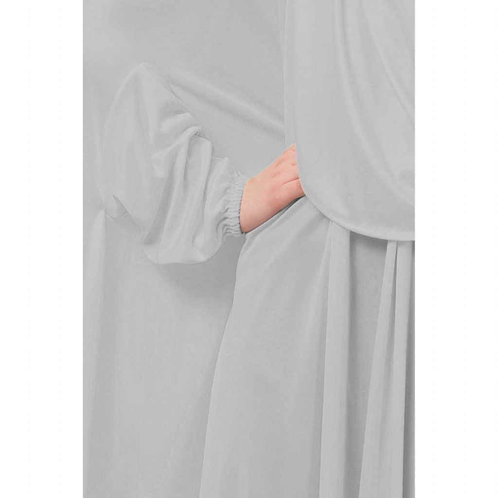 Free size jilbab with nose piece- Silver Grey