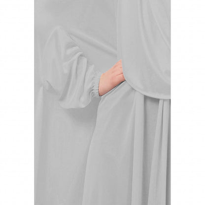 Free size jilbab with nose piece- Silver Grey