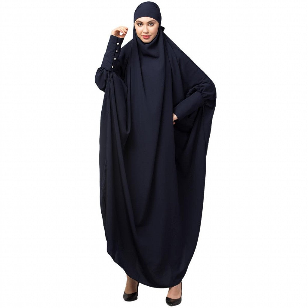 Long cuff ready to wear Jilbab in one piece- Navy Blue